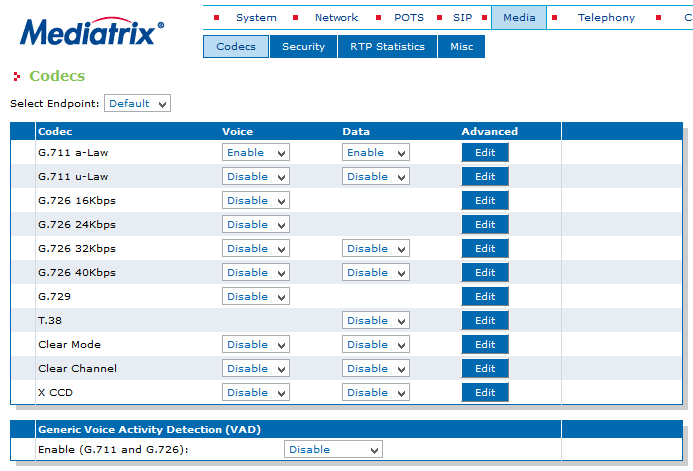 Enterprise Media Codecs