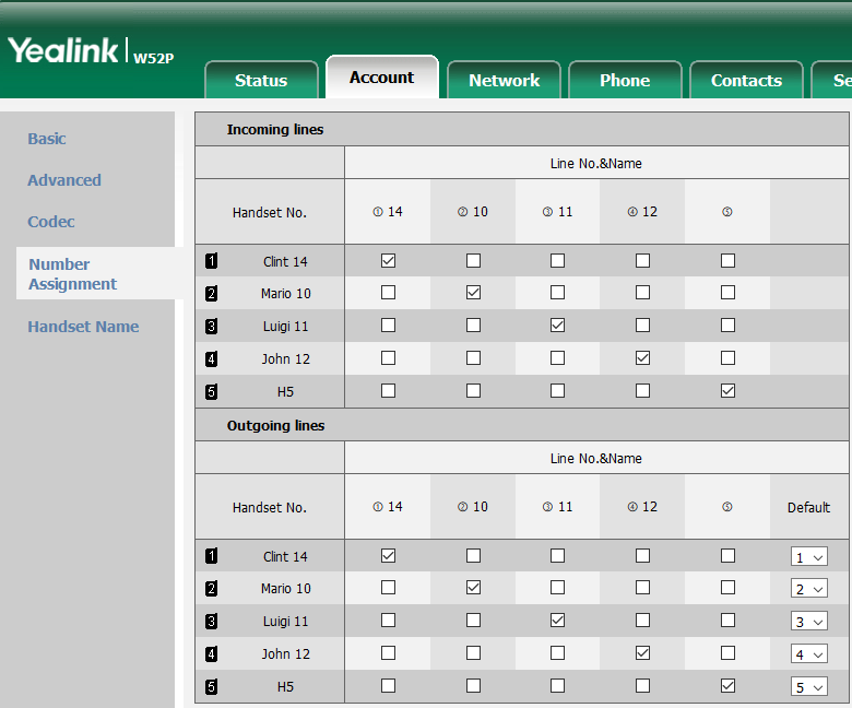 number assignment yealink